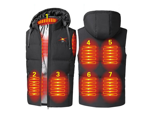 Be Warm Heated Vest with Hoodie - Requires Power Bank, Not Included (Grey/Large) 