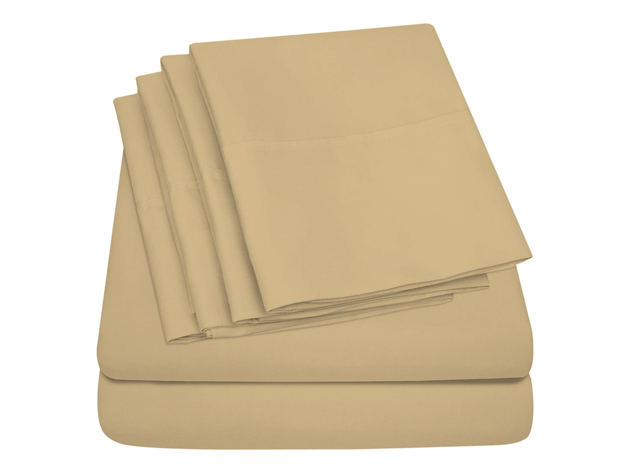 Super-Soft 1800 Series Bamboo Blend 6-Piece Sheet Set (Khaki/Queen)