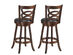 Costway Set of 2 Bar Stools 29'' Height Wooden Swivel Backed Dining Chair Home Kitchen - brown+ black