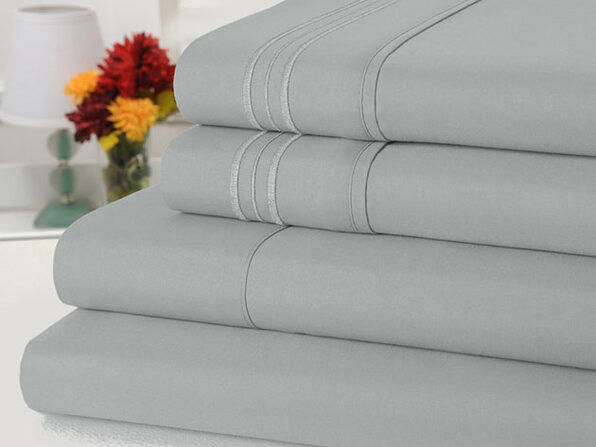 Bamboo Comfort 4 Piece Solid Sheet Sets- Full- Silver - Product Image