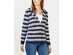 Charter Club Women's Striped Cotton Sweater Blazer Navy Size Medium