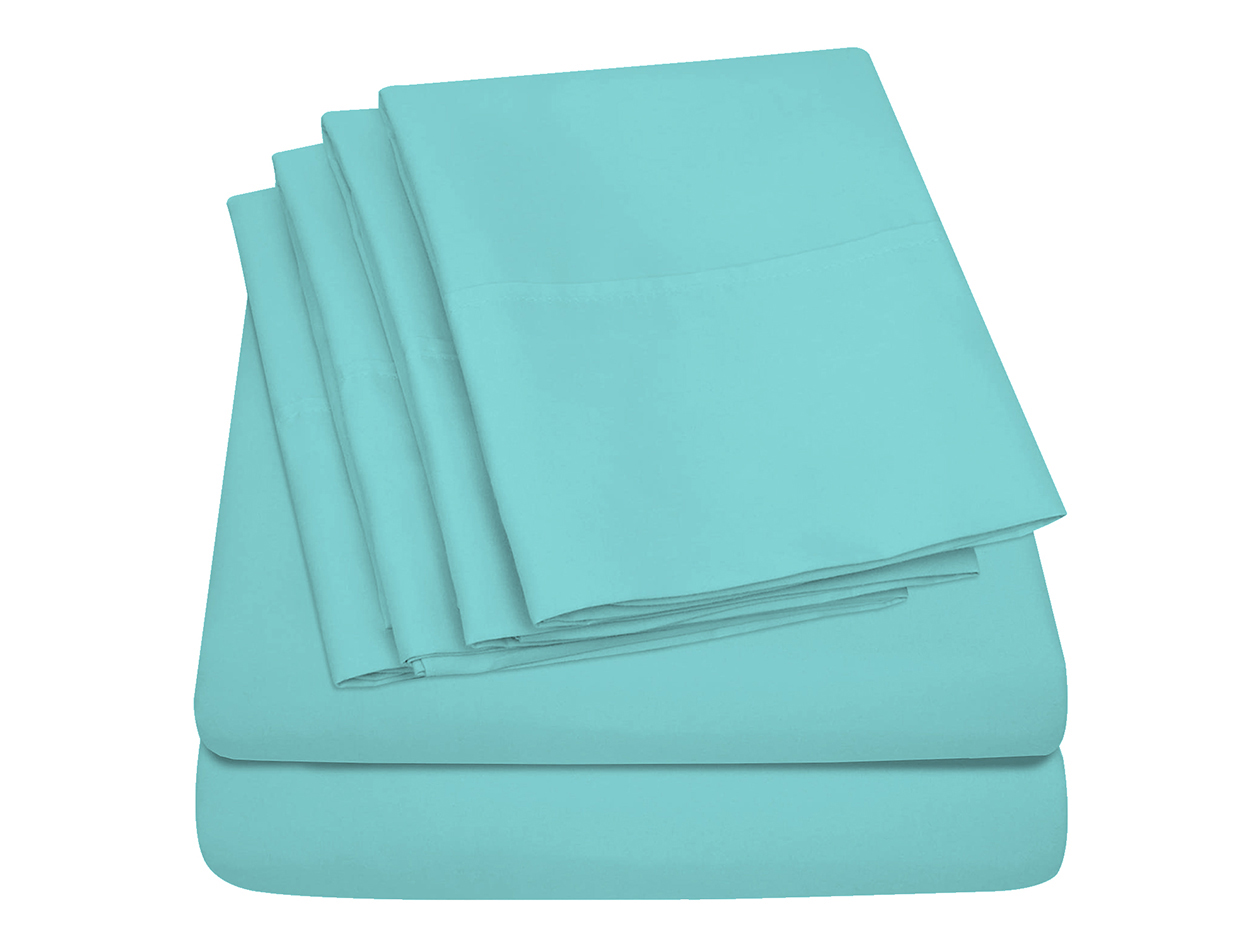 Super-Soft 1800 Series Bamboo Blend 6-Piece Sheet Set (Light Blue/Queen)