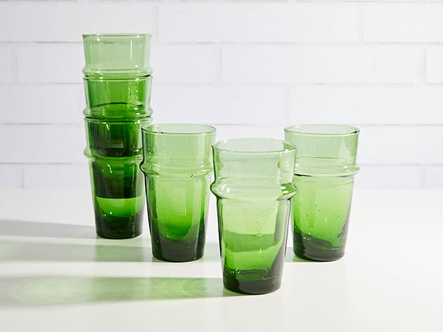 Moroccan Beldi 6-Piece Glassware Set (Green)
