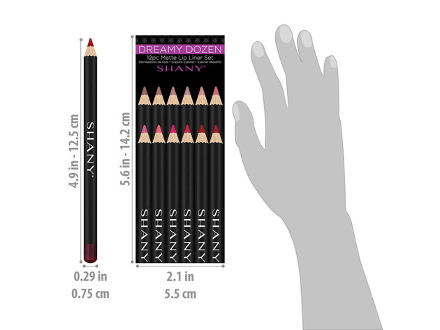 SHANY Dreamy Dozen Matte Lip Liner Set - Long-Lasting Professional Velvet Lipstick Pencils in Varying Shades - Pack of 12