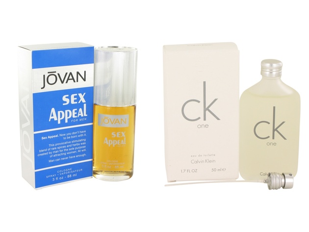 Gift set  Sex Appeal by Jovan Cologne Spray 3 oz And a bottle of CK ONE Eau De Toilette Pour/Spray (Unisex) 1.7 oz