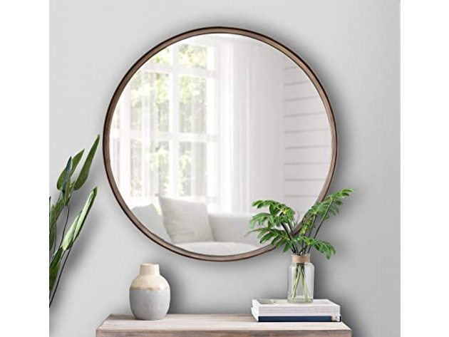 HBCY Creations Beautiful Metal Round Wall Mirror, 27.5" - Brushed Bronze (Refurbished)