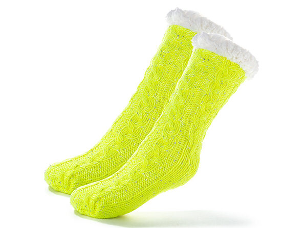 Extra Thick Winter Slipper Socks with Non-Slip Grip  - Yellow - Product Image