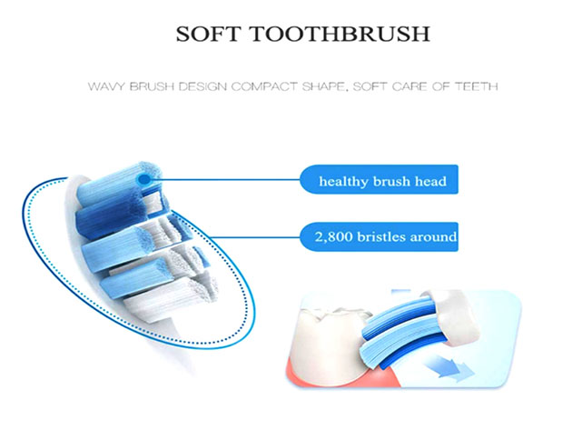 Ultrasonic Electro Toothbrush with 2 Extra Brush Heads (Pink)
