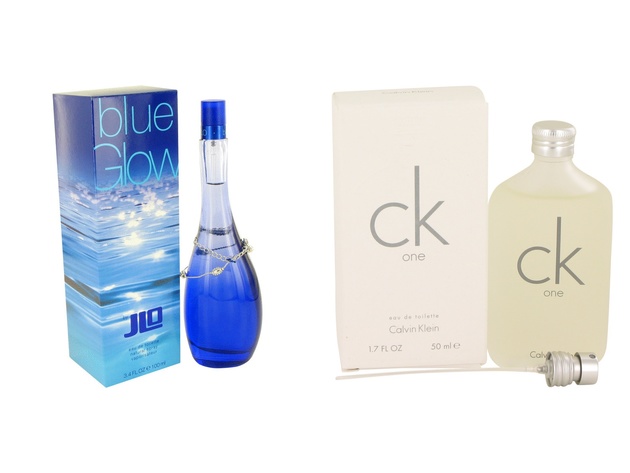 Gift set  Blue Glow by Jennifer Lopez EDT Spray 3.4 oz And  CK ONE EDT Pour/Spray (Unisex) 1.7 oz