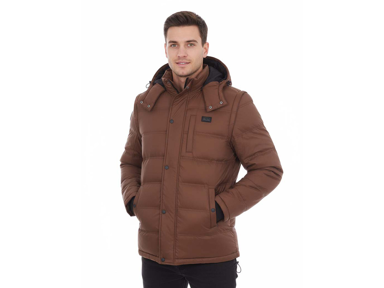 Men's Helios Hybrid Heated Coat wIth Power Bank (Mocha/2XL)