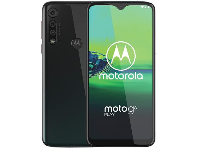 Motorola Moto G8 Play 32GB/2GB 6.2" HD+ AT&T Unlocked Smartphone, Obsidian Grey (Refurbished)