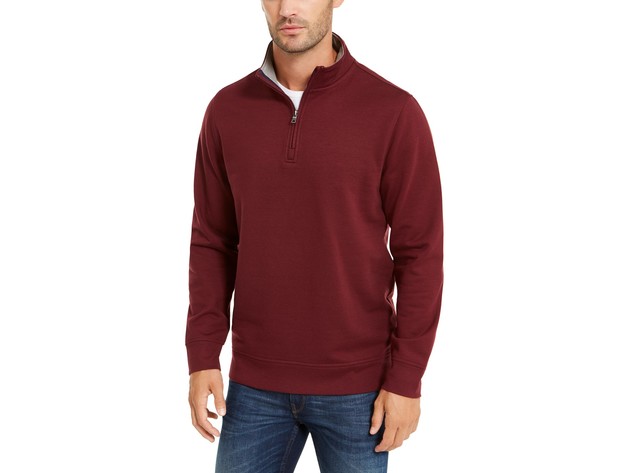 Club Room Men's Stretch Quarter-Zip Fleece Sweatshirt Wine Size Extra Large