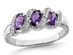 Ladies 3/5 Carat (ctw) Three Stone Amethyst Ring in Sterling Silver - 8
