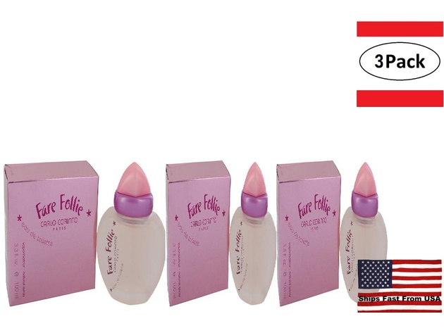 3 Pack Fare Follie by Carlo Corinto Eau De Toilette Spray 3.3 oz for Women