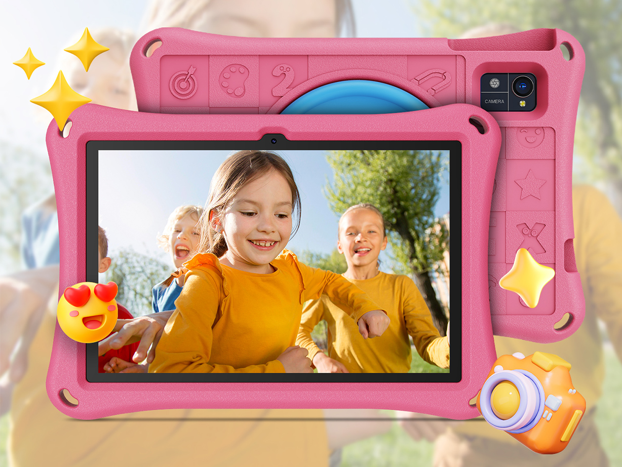 N02 PRO 10" Android 13 Tablet 12GB RAM 128GB Storage (Pink Case/Children's Edition)