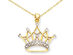 14K Yellow and White Gold Crown Pendant Necklace with Chain