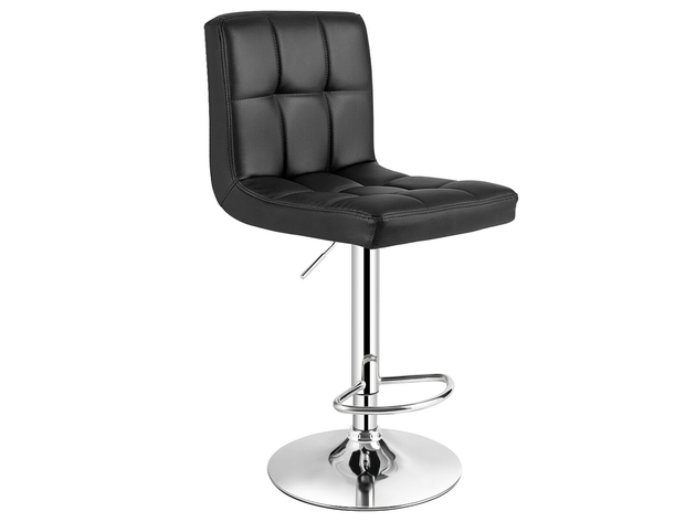 Costway Adjustable Armless Bar Stool Swivel Kitchen Counter Bar Chair PU Leather - Black