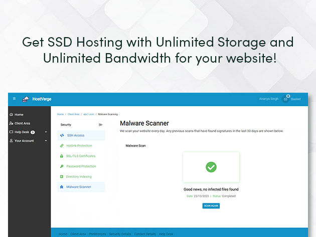 HostVerge Web Hosting: Lifetime Subscription (Tier 3)