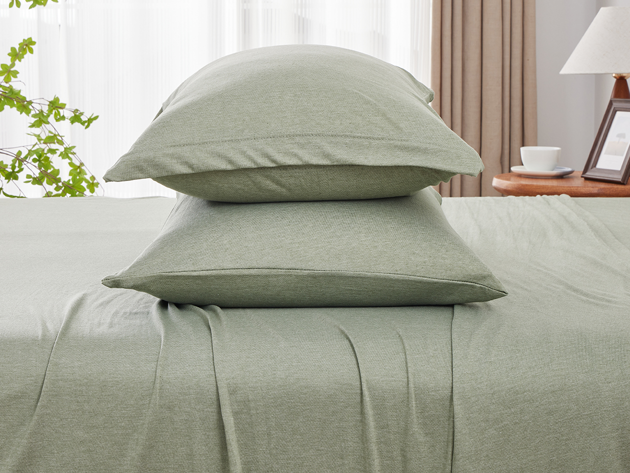 Kathy Ireland 4 Piece Heathered Jersey Knit Cotton Sheet Set (King/Olive)