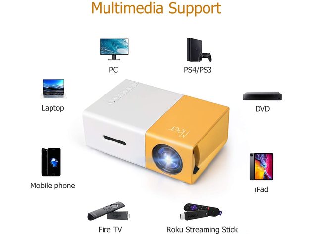 Mini Portable Projector for iOS, Android, Windows, PS5, Laptop, TV-Stick