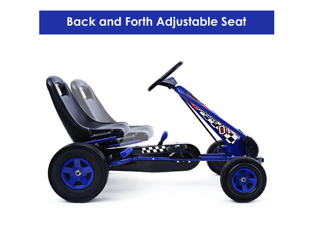 Costway 4 Wheels Kids Ride On Pedal Powered Bike Go Kart Racer Car Outdoor Play Toy - Blue