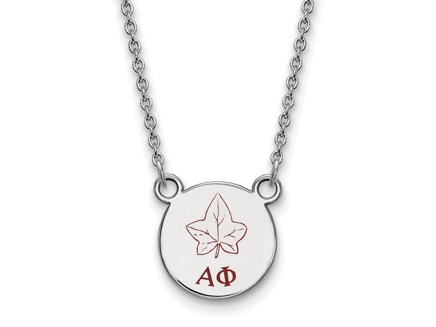 Sterling Silver Alpha Phi Small Enamel Necklace