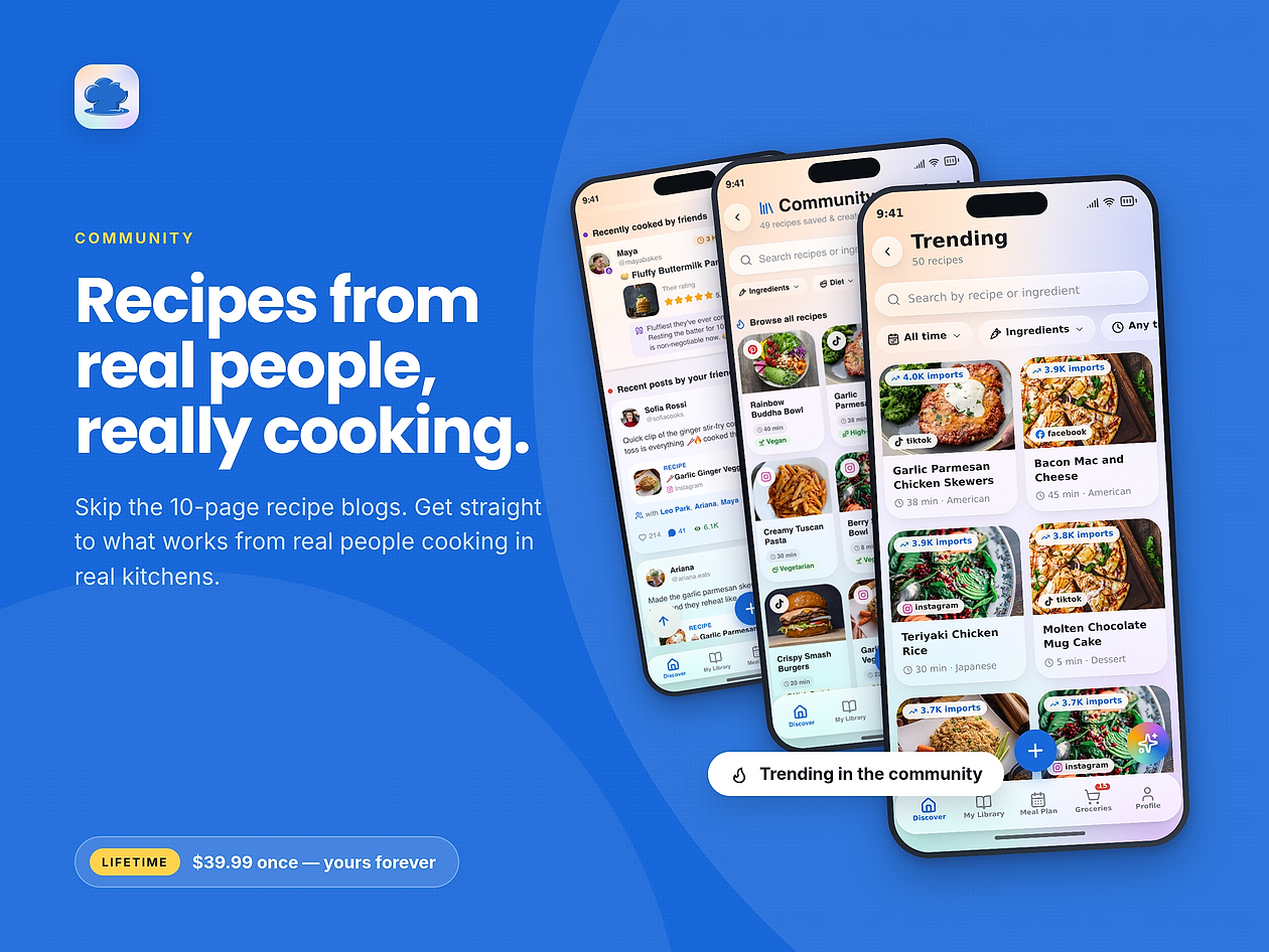 ReciBites - AI Recipe, Meal Plan, Grocery List App: Lifetime Subscription