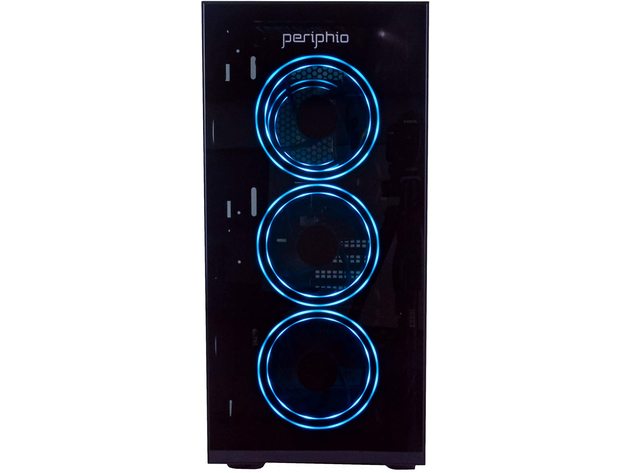 Periphio Blue Gaming PC Tower Desktop Computer, Intel Quad Core i5 3.4GHz, 16GB RAM, 120GB SSD + 1TB 7200 RPM HDD, Windows 10, Nvidia GT1030 Graphics Card, RGB, HDMI, Wi-Fi (Renewed)