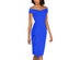 Vince Camuto Women's Off-The-Shoulder Side-Ruffle Sheath Dress Blue Size 4"