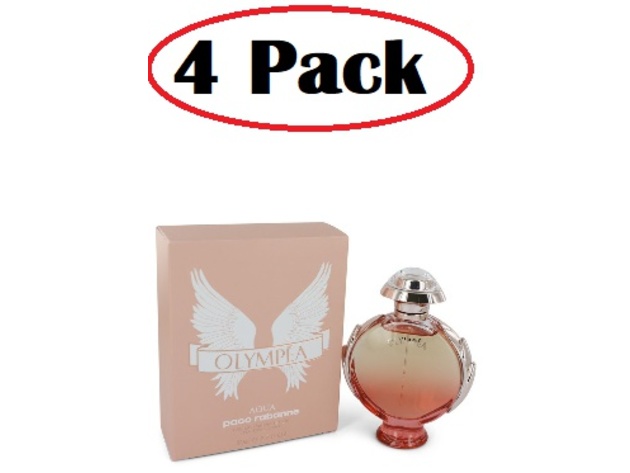 4 Pack of Olympea Aqua by Paco Rabanne Eau De Parfum Legree Spray 2.7 oz