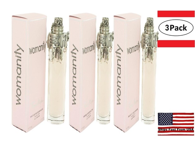 3 Pack Womanity by Thierry Mugler Eau De Parfum Refillable Spray 2.7 oz for Women