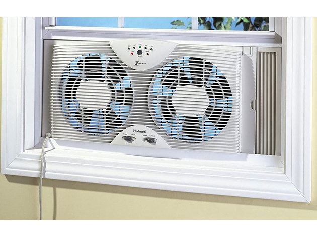 Holmes HAWF2043 Dual Blade Twin Window Fan with One Touch Thermostat