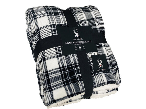 Spyder Sherpa Lined Flannel Ultra Plush Bed Blanket Interwoven
