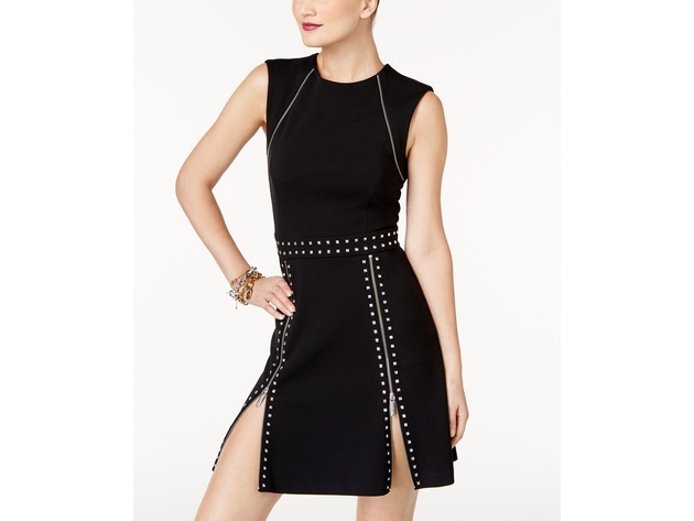 Michael Kors Women's Studded Zippered Dress Black Size Extra Small