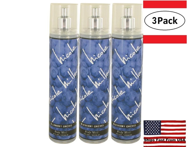 3 Pack Nicole Miller Blueberry Orchid by Nicole Miller Body Mist Spray 8 oz for Women