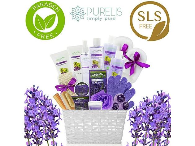 Luxurious Grapeseed & Lavender 20-Piece Spa Bath and Body Gift Basket