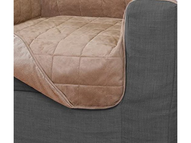 Serta Microsuede Electric Warming Furniture Protector Easy Care Sofa Protector Tan - Tan