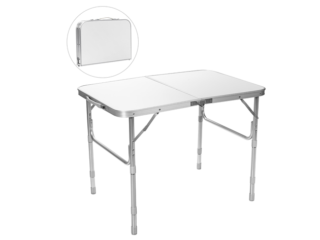 Costway Patio Folding Camping Table Aluminum Adjustable Portable Outdoor Indoor - White