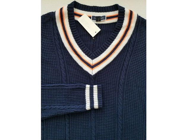 Club Room Men's Textured Cricket Sweater  Blue Size Medium
