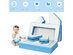 Costway 4-in-1 Crawl Climb Foam Shapes Playset Softzone Toy Kids Toddler Preschoolers - White + Blue