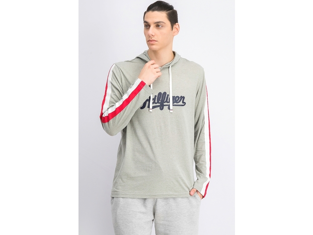 Tommy hilfiger logo hot sale signature stripe hoodie