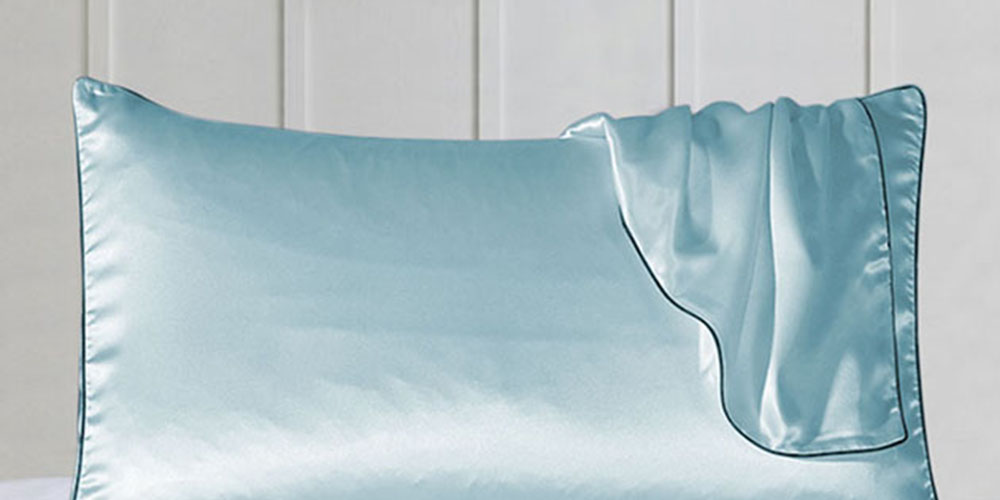 100% Silk Pillowcases with Trim: Set of 2 (Blue)
