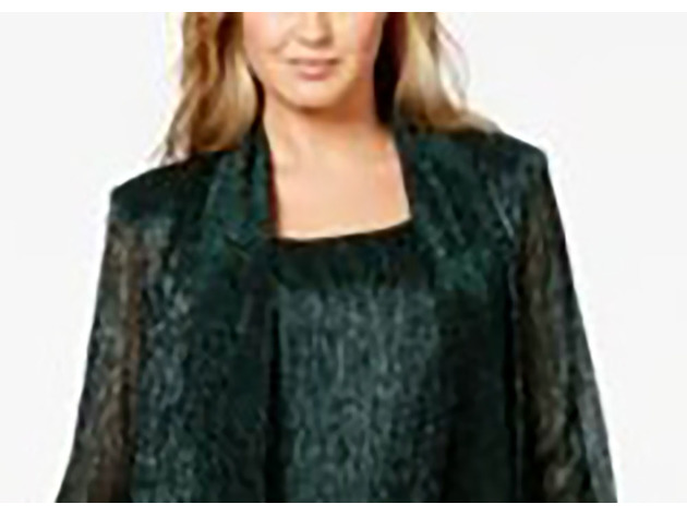 R & M Richards Women's Plus Size Shift Dress & Metallic Jacket Green Size 14