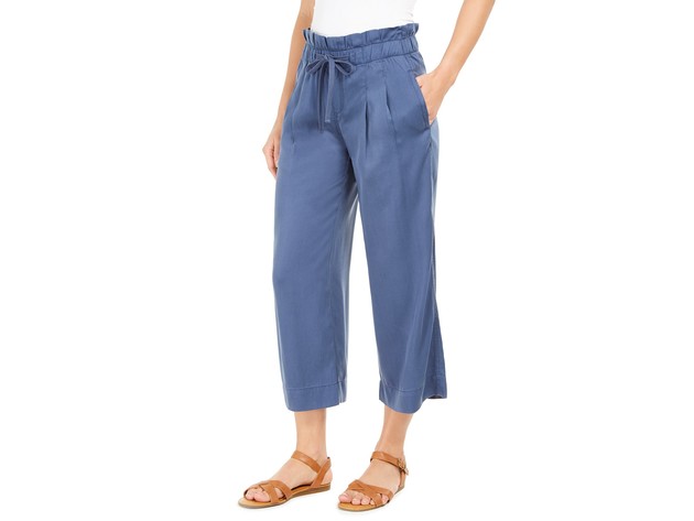 Style & Co Women's Paperbag-Waist Wide-Leg Pants Blue Size X-Large