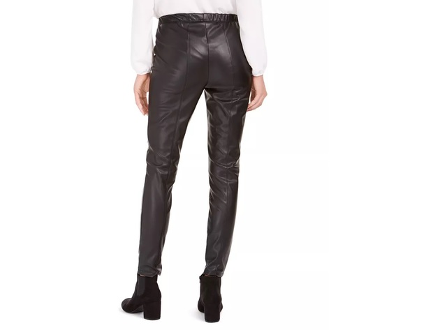 Bar III Women's Faux-Leather Skinny Pants Black Size Small
