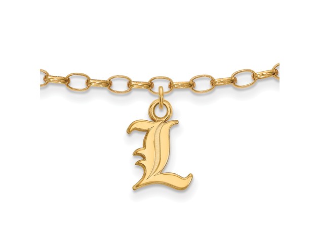 NCAA 14k Gold Plated Silver Univer. of Louisville Dangle Anklet, 9 In