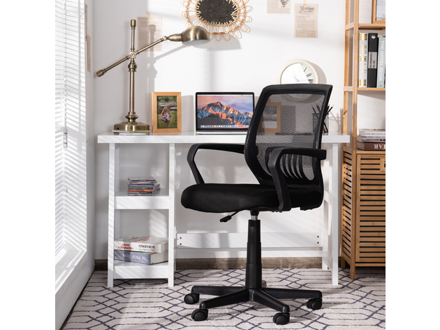 Costway Mid-Back Mesh Chair Height Adjustable Executive Chair w/ Lumbar Support - Black