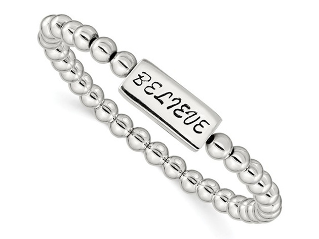 BELIEVE Stretch Bracelet in Sterling Silver