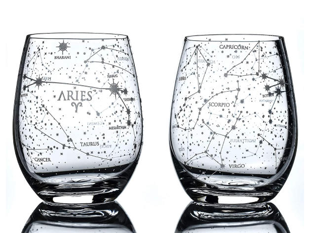 4.8/5 Stars on Amazon! See Your Own Stars Align as Your Serve Your Favorite Wine in These 15oz Zodiac-Etched Stemless Glasses