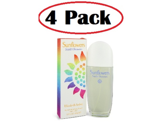 4 Pack of Sunflowers Sunlit Showers by Elizabeth Arden Eau De Toilette Spray 3.3 oz